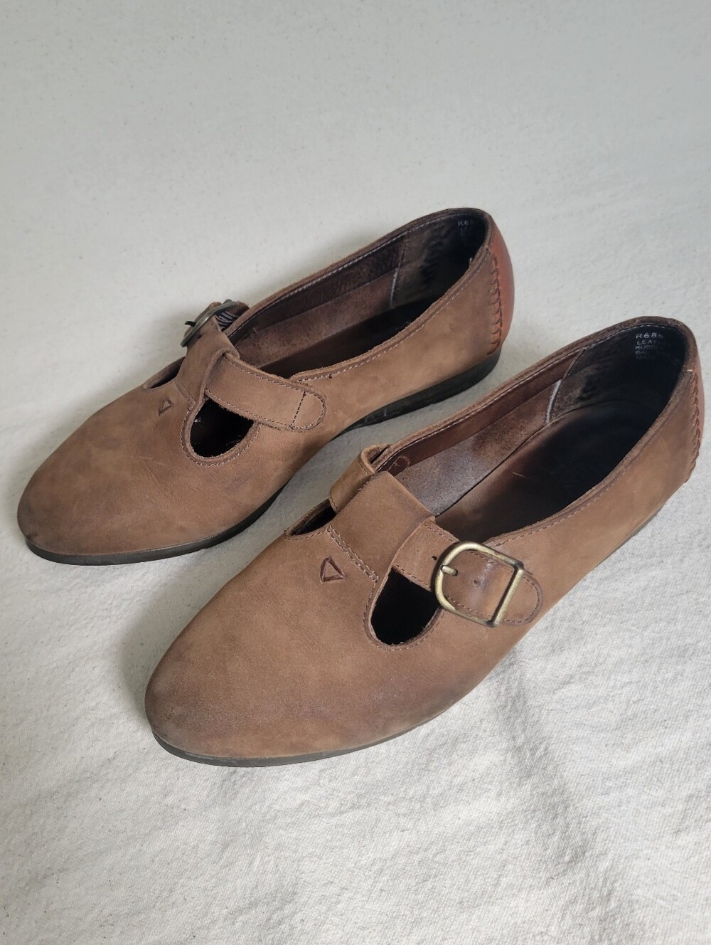 Vintage G.H. Bass Brown Nubuck T-strap Mary Jane Loafers Size 7 - Picture 4 of 7
